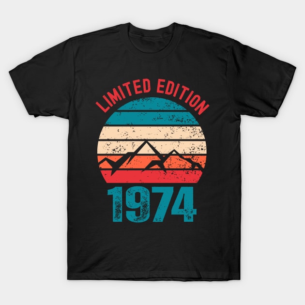 Limited Edition 1974 Vintage Sunset Mountain Climbing Hiking T-Shirt by Swagmart